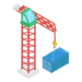 Isometric crane lifting a container