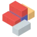 Isometric stack of shipping containers